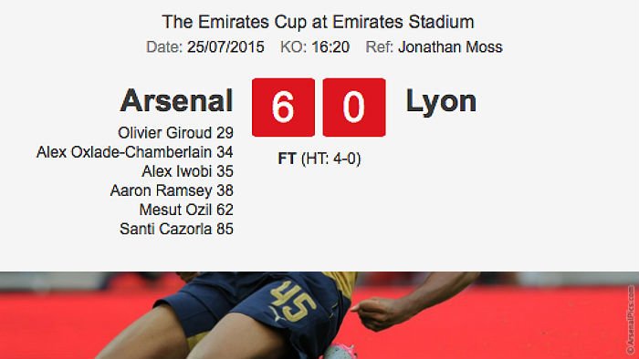 Emirates Cup Highlights, Recap: Arsenal 6, Lyon 0