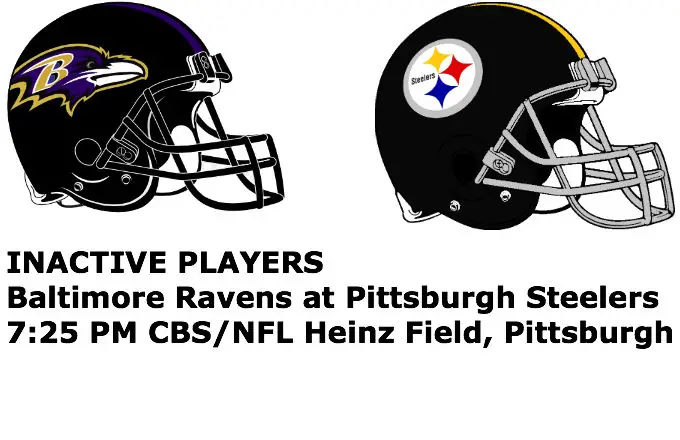 Steelers 20 v Ravens 23 Inactives, Live Scores and Updates