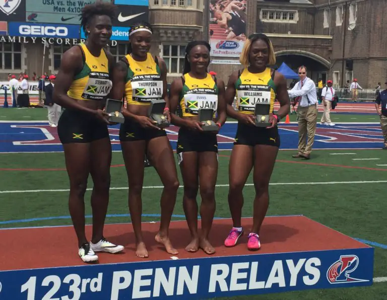 Thompson Powers Jamaica 4x100m To Win In USA vs. The World Series
