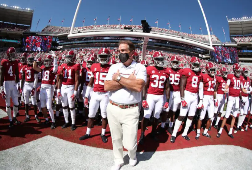 Nick Saban with his Alabama Crimson Tide