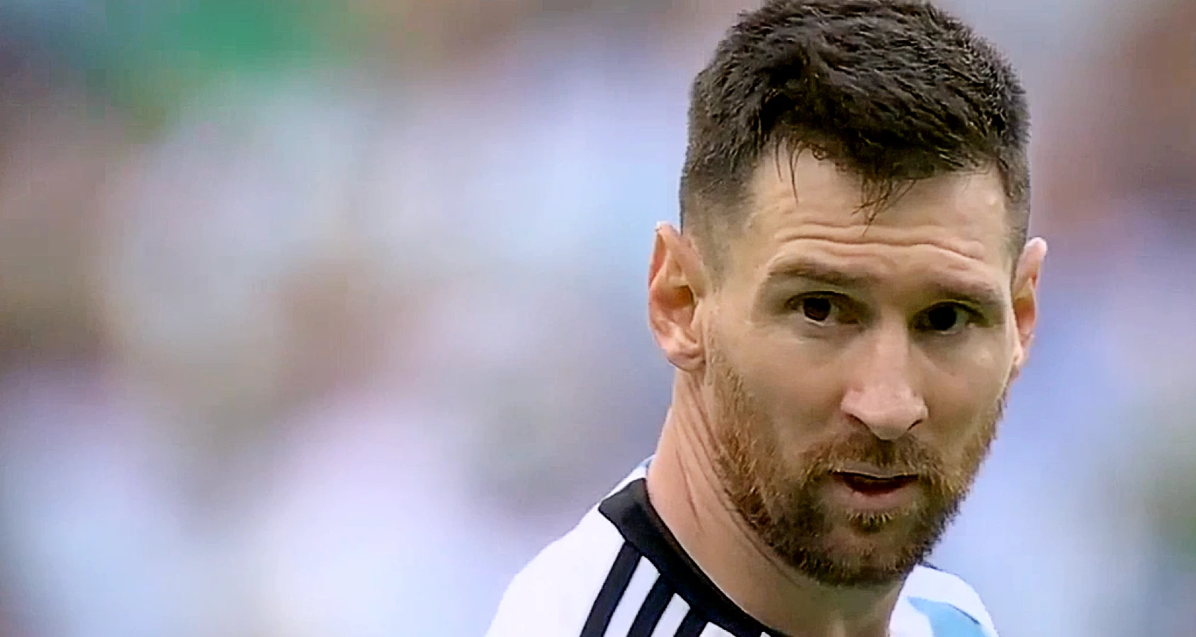 Lionel Messi looks on after Argentina lost at the World Cup 2022