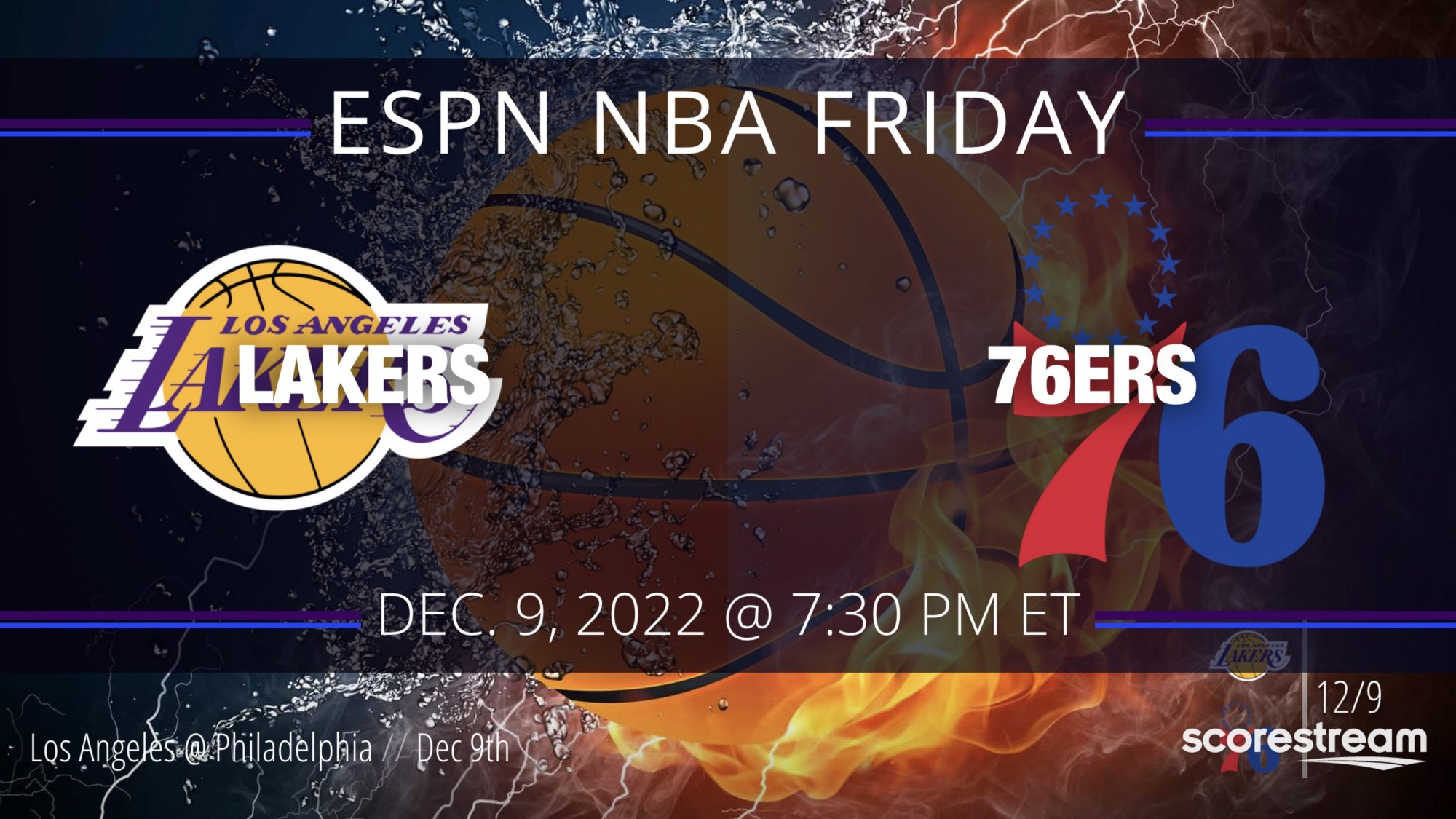 Philadelphia 76ers vs Los Angeles Lakers lineups and live TV Channels