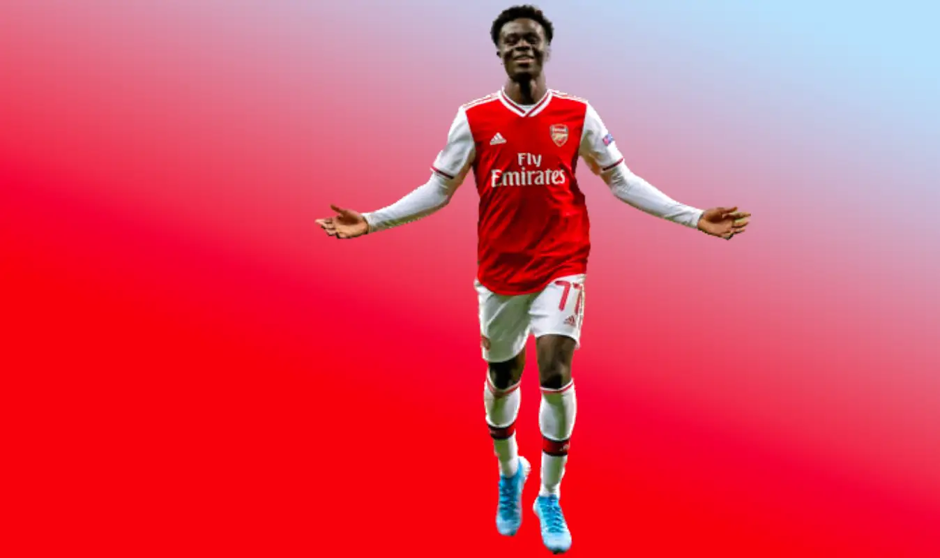 Bukayo Saka of Arsenal celebrates