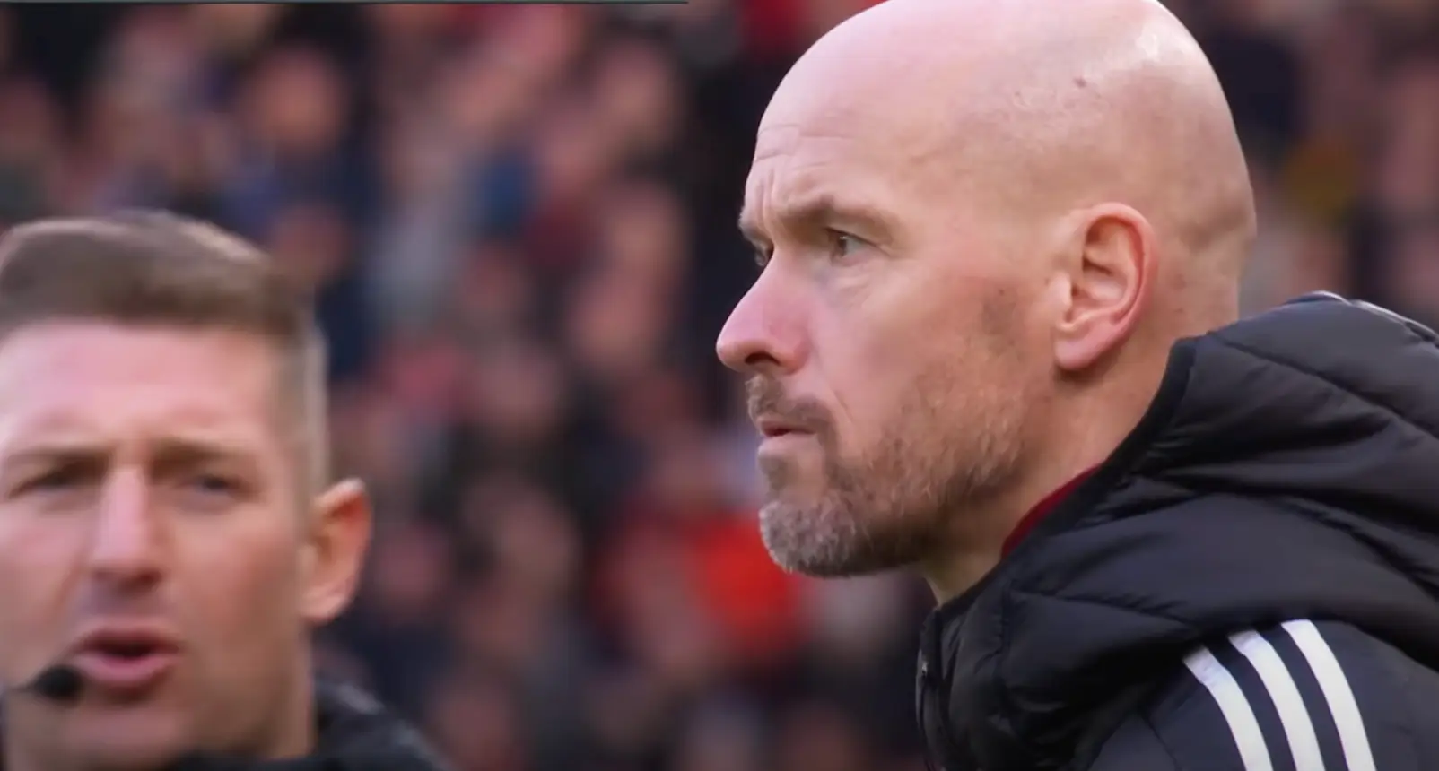 Erik ten Hag, the Manchester United manager looks on during a game.