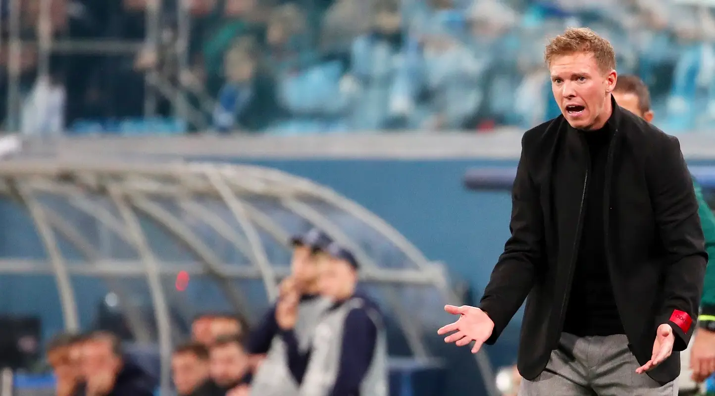 Julian Nagelsmann during a football game as the manager of Bayern Munich