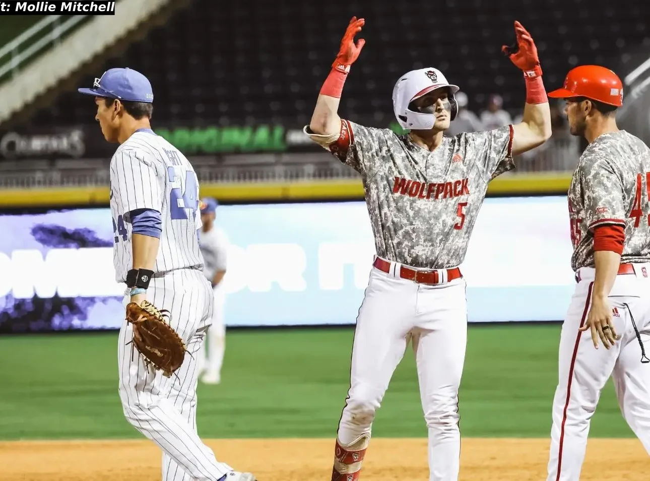 nc state at the action at the 2023 acc baseball tournament