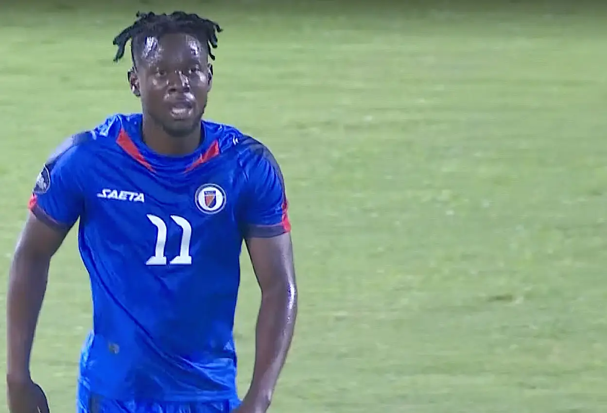 Jamaica vs Haiti Louicius Deedson after scoring in the CONCACAF Nations League