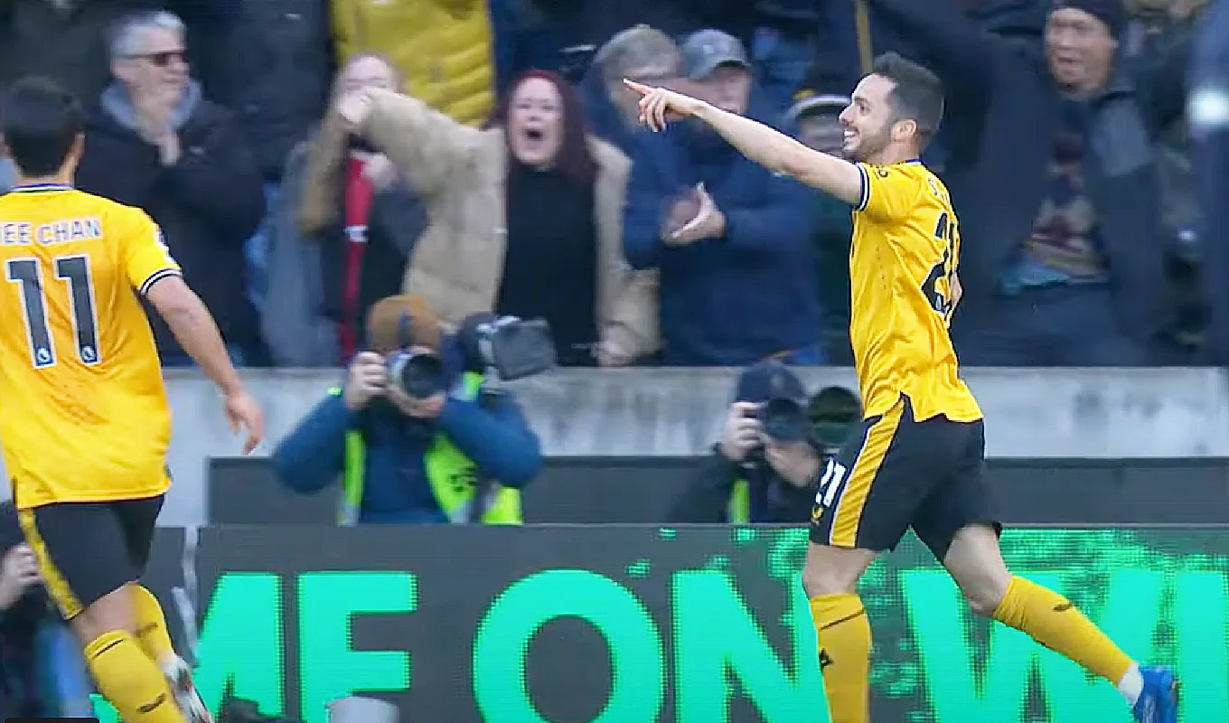 Pablo Sarabia celebrates scoring for Wolves against Tottenham